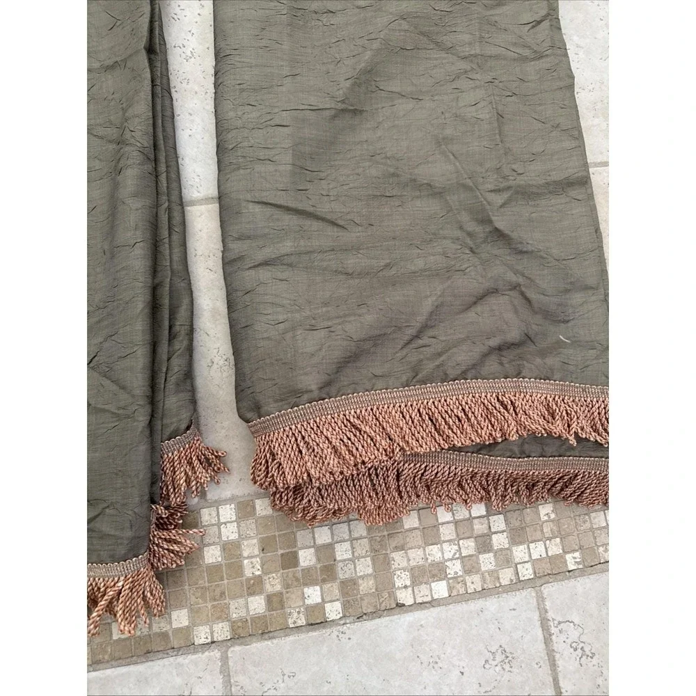 Croscill Scarf Valances Green Crinkle Fringed 2 at 215